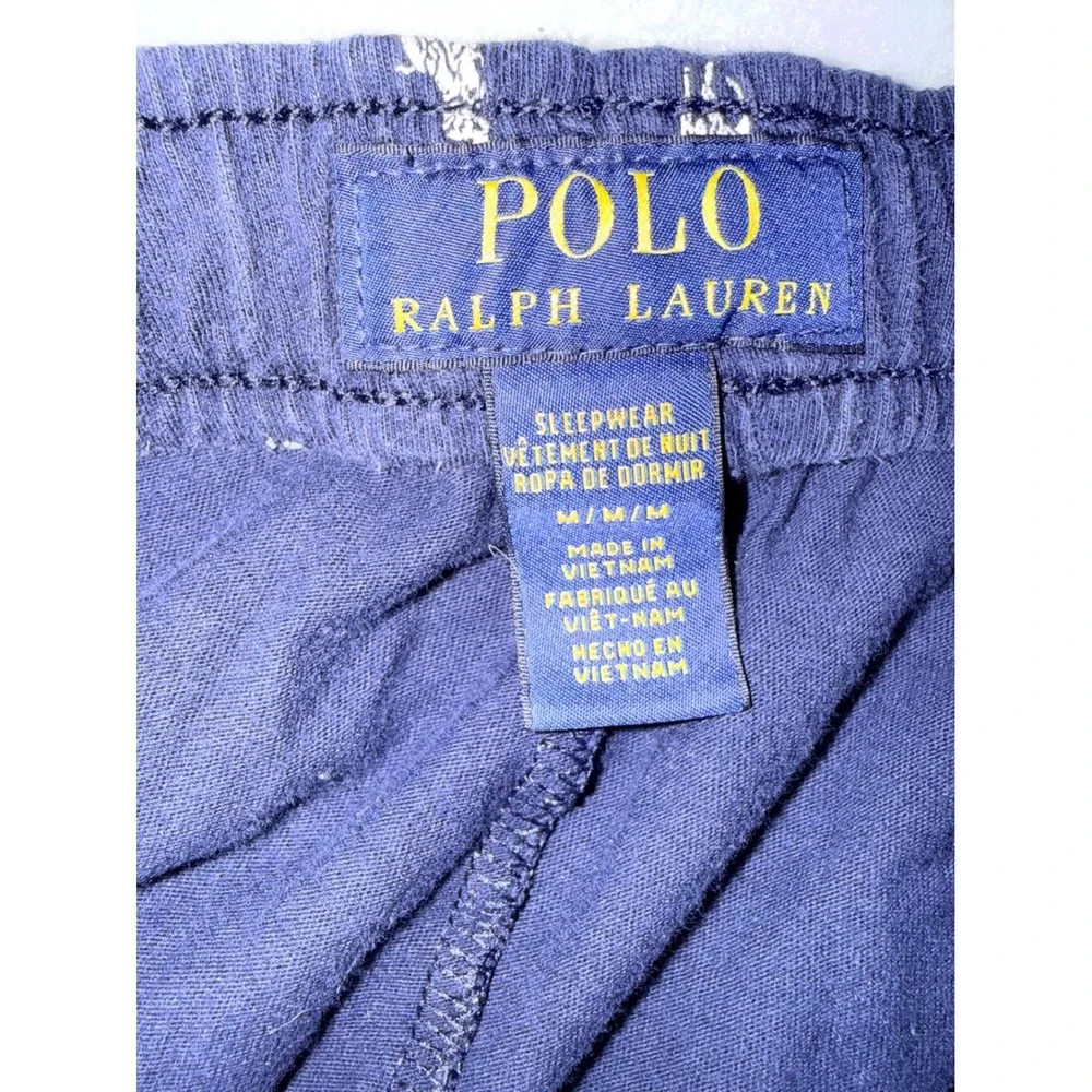 2  Polo Ralph Lauren Pajama Pants Mens Medium Navy Blue & Light Blue Joggers